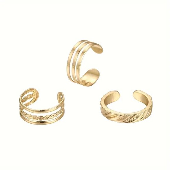 3pc Toe Ring Foot Jewelry Gold Tone Adjustable Beach Summer Hippie Boho Vacation - Picture 1 of 3